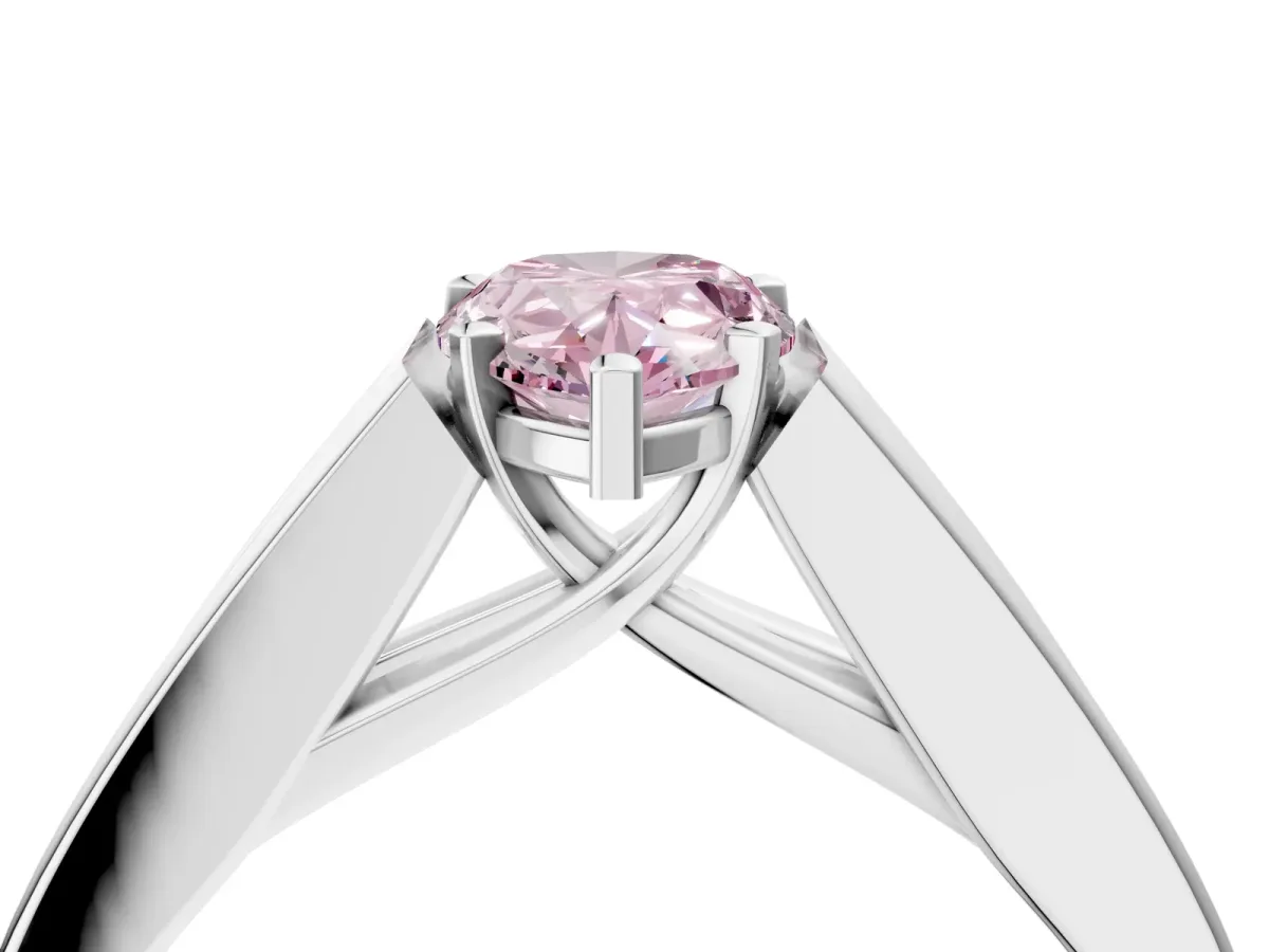 Fancy Pink Pear Cut Cut Channel Set Solitaire Ring with Four-Prong Setting Platinum