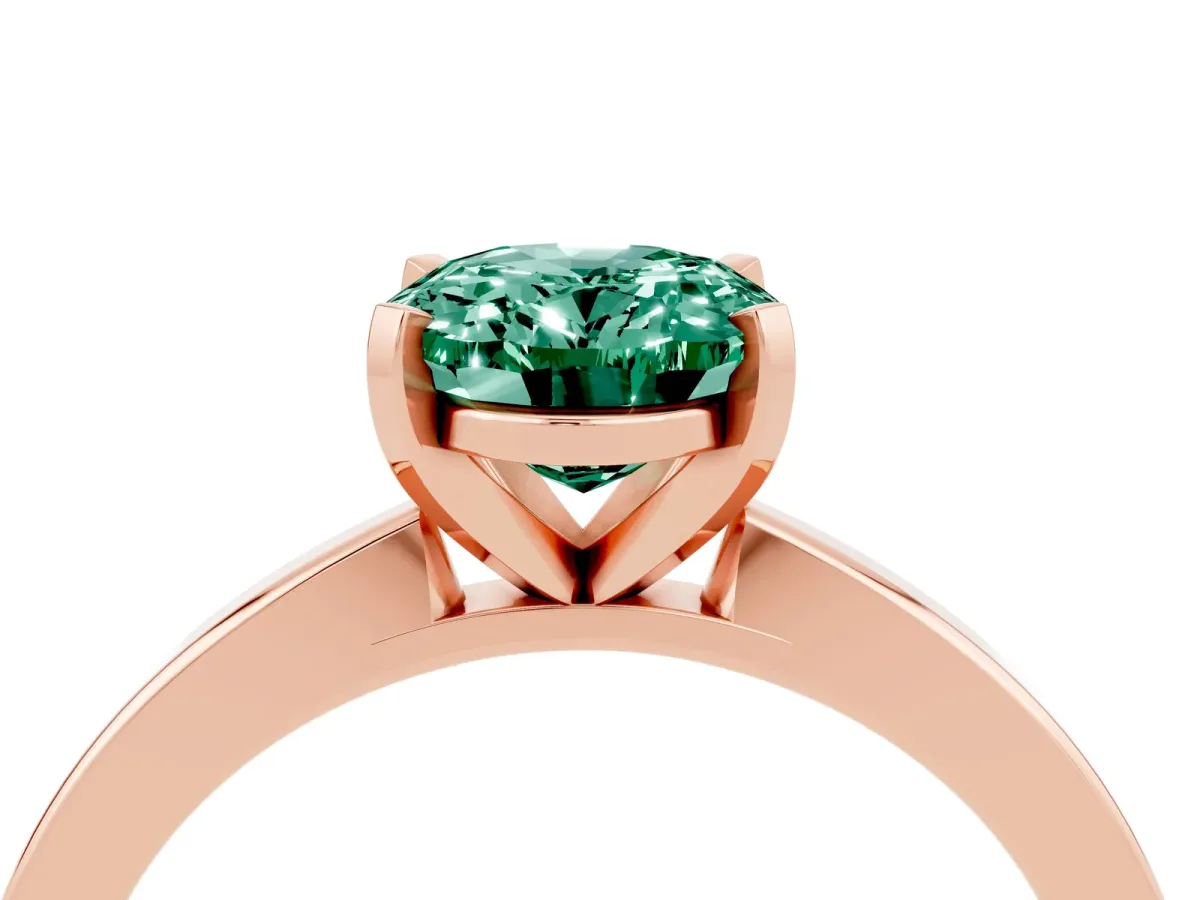 Oval Cut Green Sapphire Solitaire Engagement Ring with Classic Band and Four-Prong Setting Rose gold