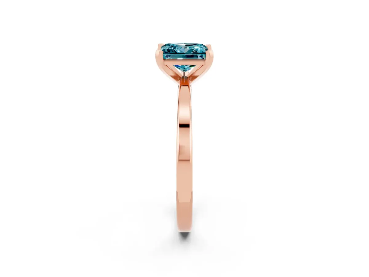 Princess Cut Blue Topaz Solitaire Engagement Ring with Classic Band and Four-Prong Setting Rose gold