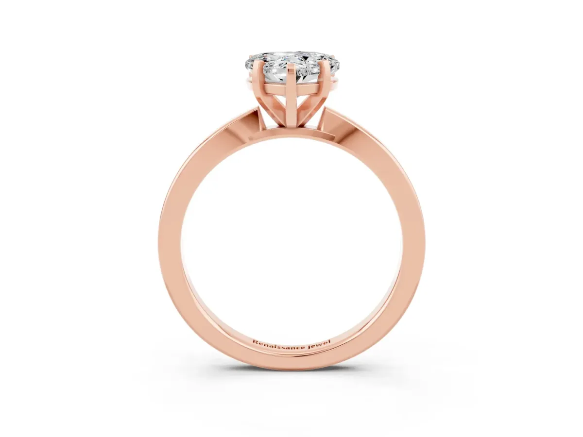 Heart Cut Moissanite Solitaire Engagement Ring with Classic Band and Four-Prong Setting Rose gold