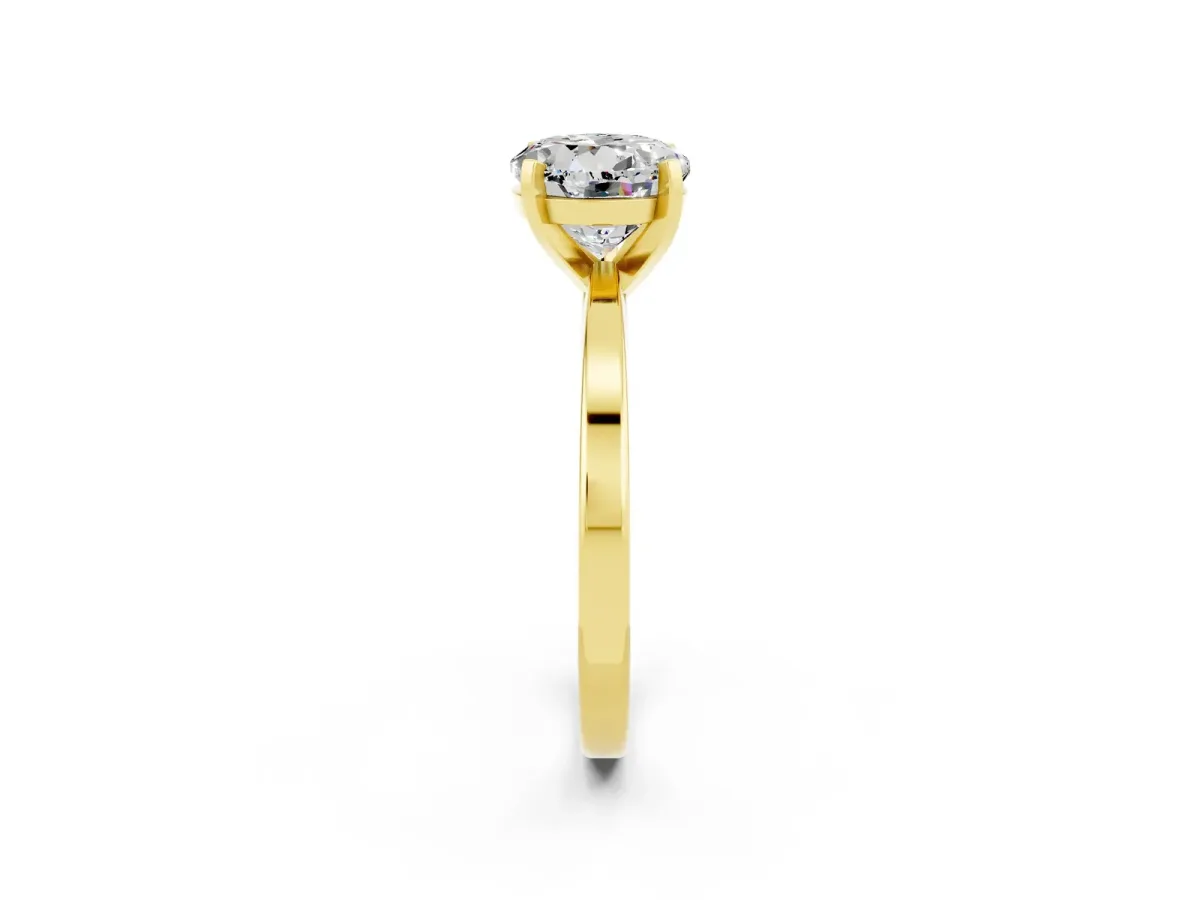 Round Cut Moissanite Solitaire Engagement Ring with Classic Band and Four-Prong Setting Yellow gold