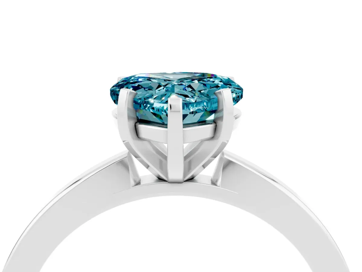 Heart Cut Blue Topaz Solitaire Engagement Ring with Classic Band and Four-Prong Setting White gold