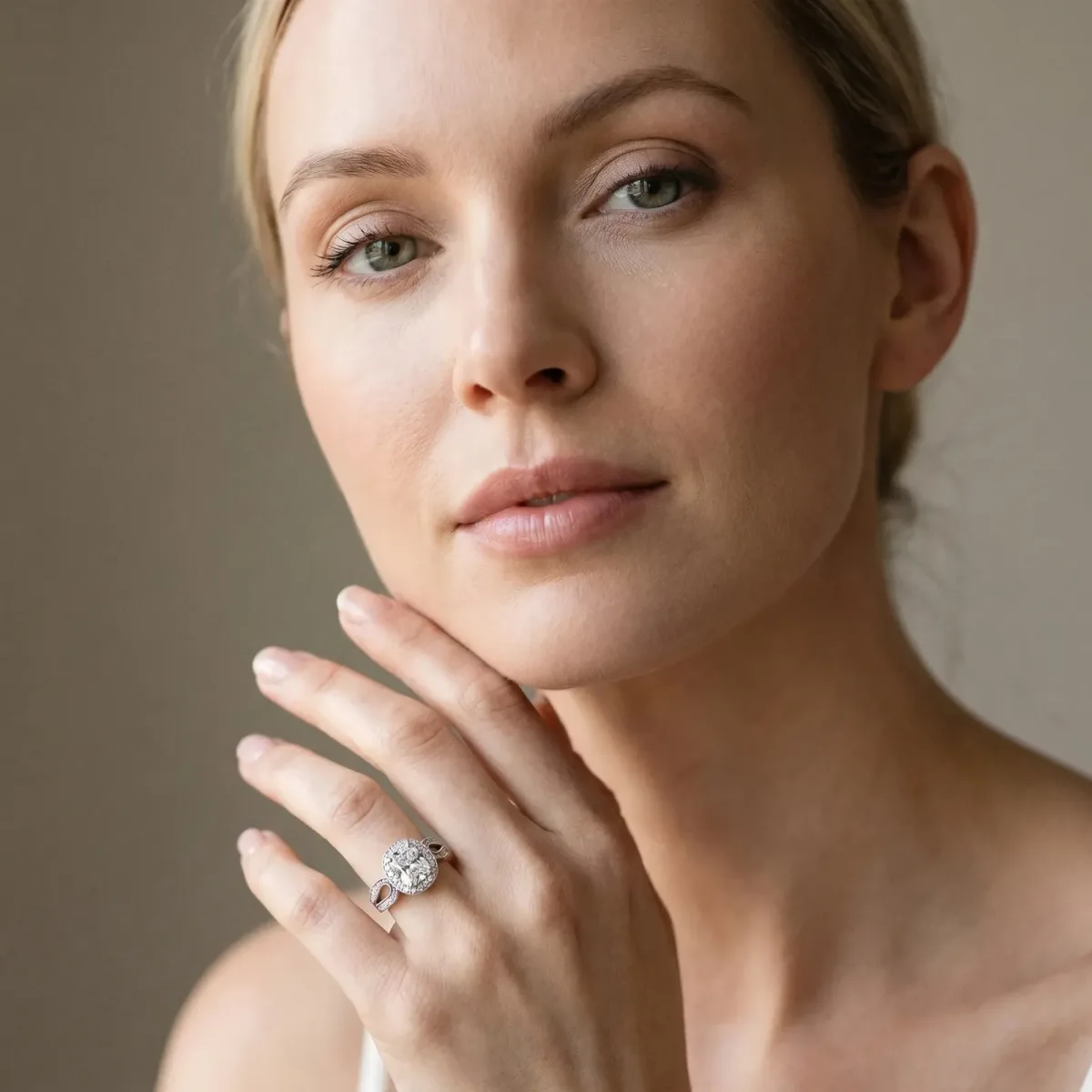 Radiant Cut Halo Split Shank Milgrain Diamond Ring Platinum