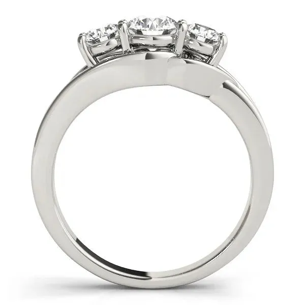 Three-Stone Round Cut Diamond Split Shank Prong Setting Ring Platinum