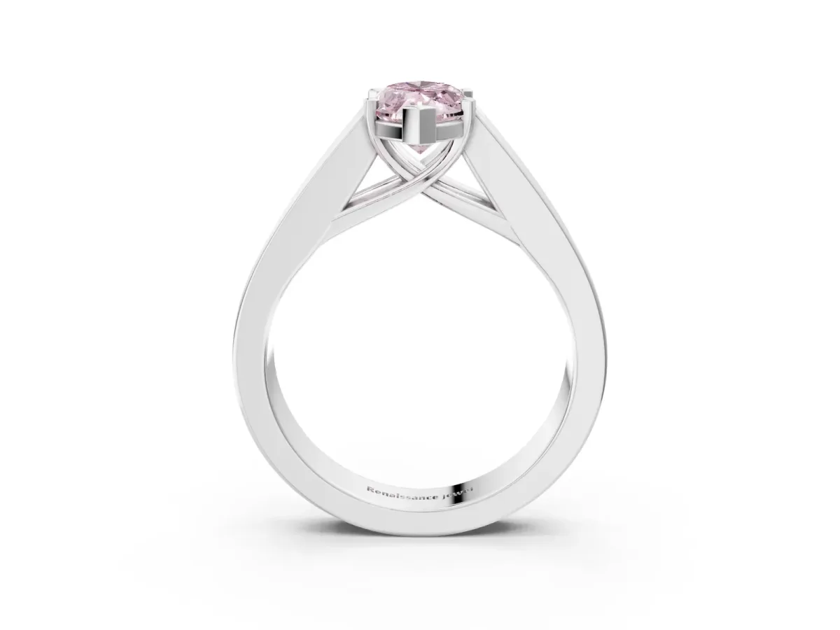 Fancy Pink Marquise Cut Cut Channel Set Solitaire Ring with Four-Prong Setting Silver