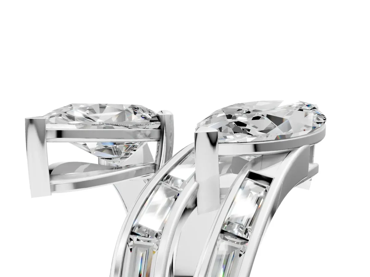 Marquise and Pear Diamond Toi Moi Ring with Baguette Diamond Accents White gold