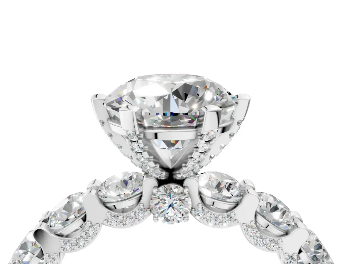 Round Diamond Mens Ring with Graduated Side Stones Silver