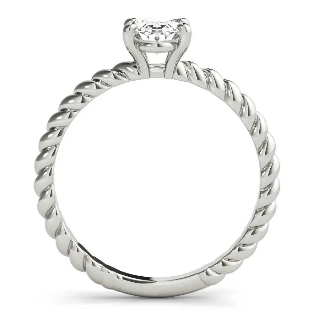 Radiant Cut Solitaire Twisted Band 4-Prong Ring Platinum