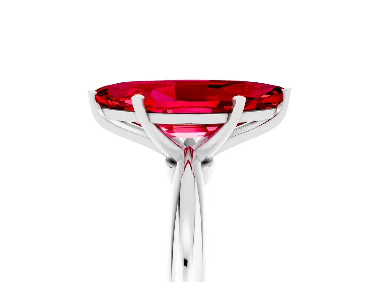 Marquise Cut Ruby Solitaire Ring with Six-Prong Setting and Classic Band Silver
