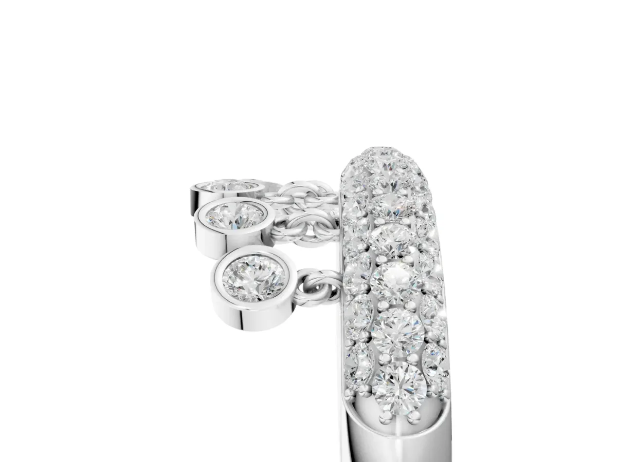 Round Diamond Dangle Promise Ring with Round Diamond Pavé Platinum