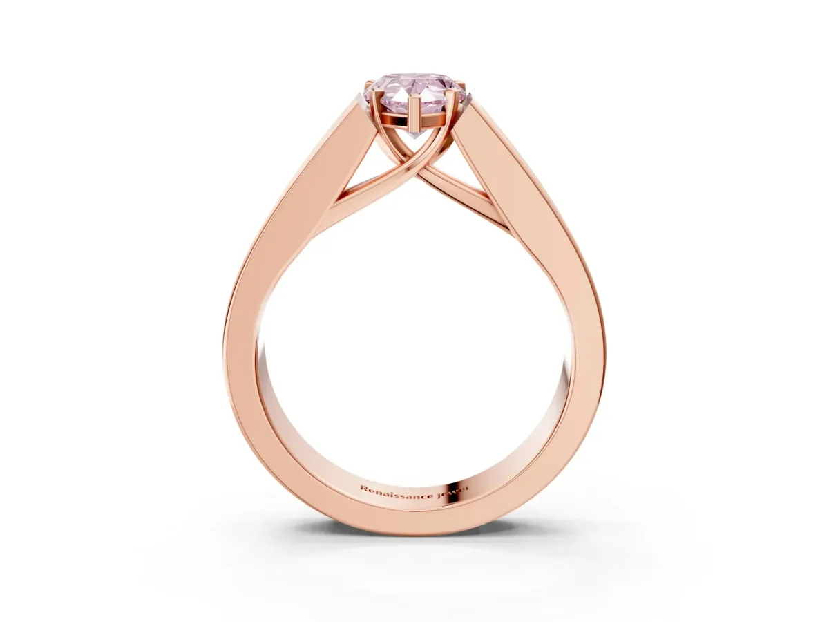 Fancy Pink Pear Cut Cut Channel Set Solitaire Ring with Four-Prong Setting Rose gold