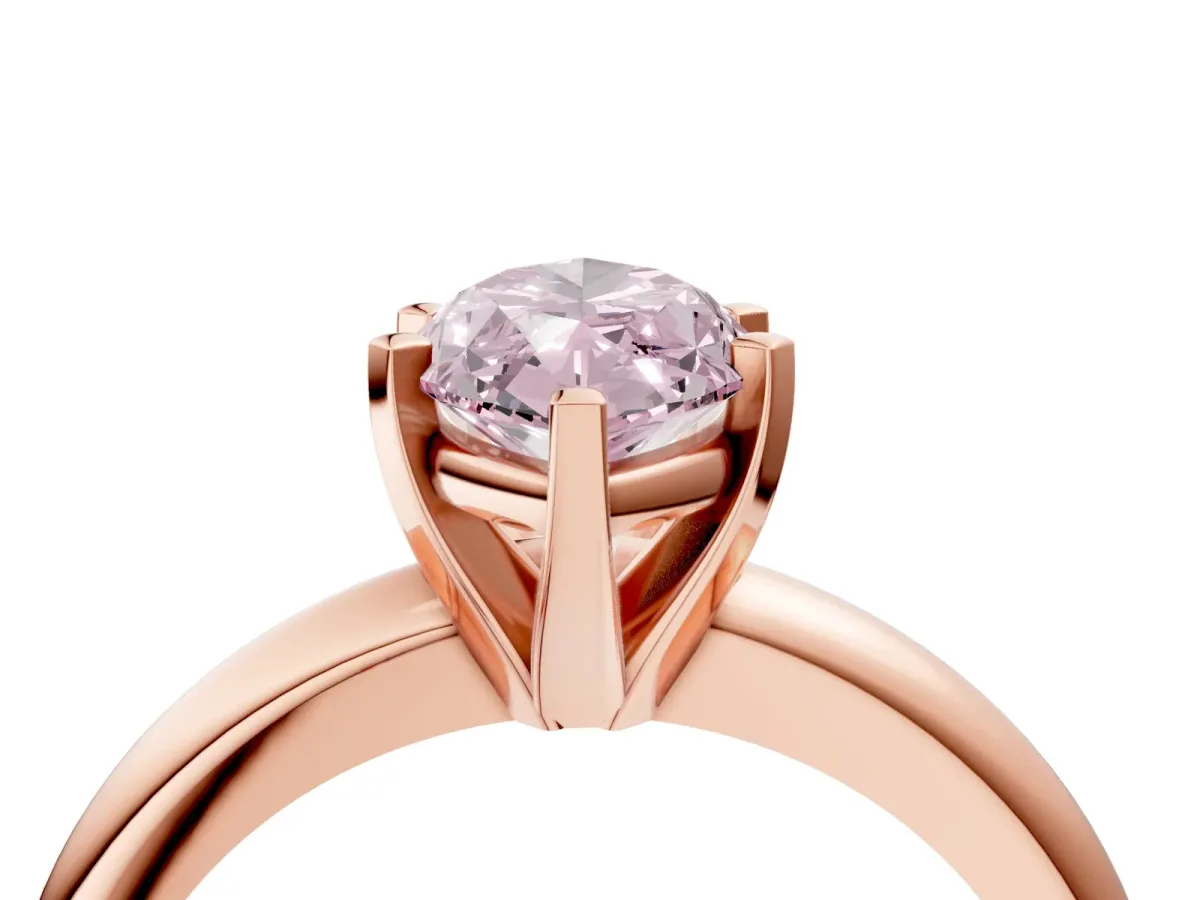 Fancy Pink Marquise Cut Diamond Solitaire Engagement Ring with Round Band and Four-Prong Setting Rose gold