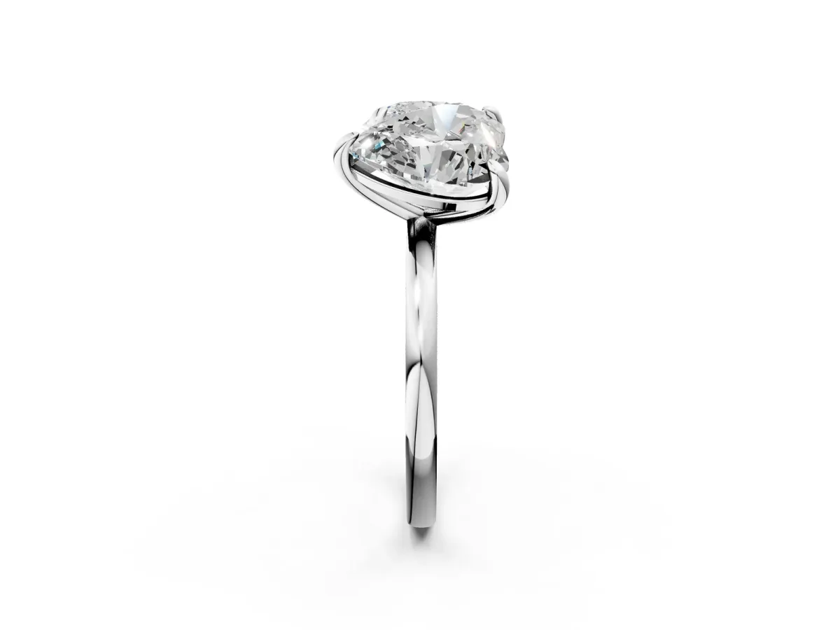 Round and Heart Toi Moi Ring with Prong Setting and Plain Band Platinum
