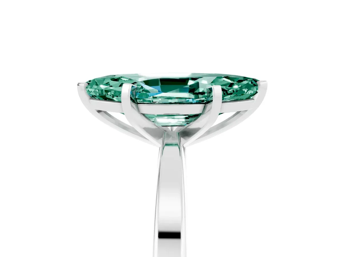 Marquise Cut Green Sapphire Solitaire Engagement Ring with Classic Band and Four-Prong Setting Platinum