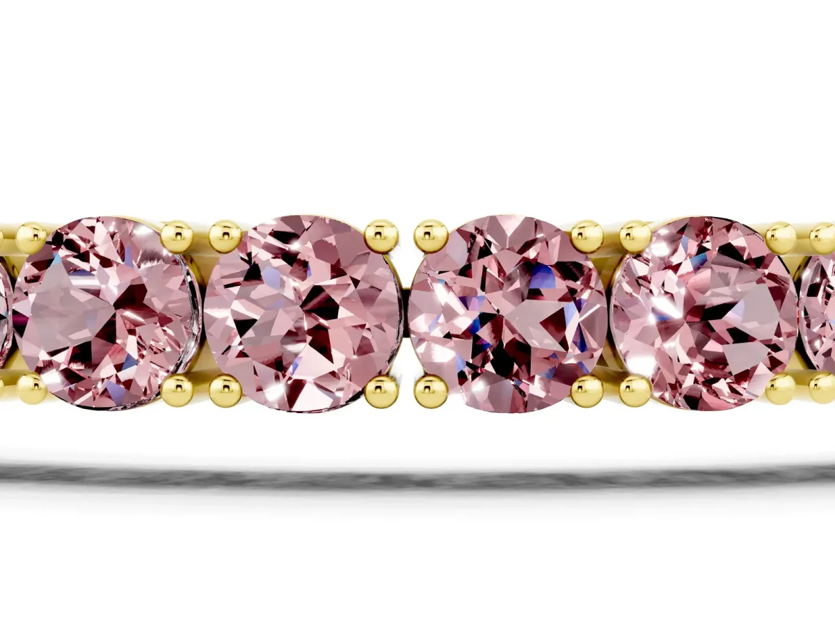 Round Brilliant Morganite Tennis Bracelet with Prong Setting Yellow gold