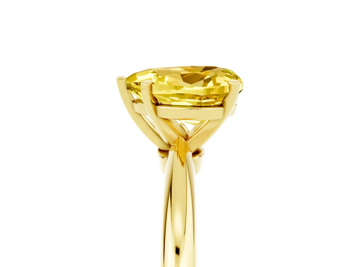 Heart Cut Yellow Sapphire Solitaire Ring with Six-Prong Setting and Classic Band Yellow gold