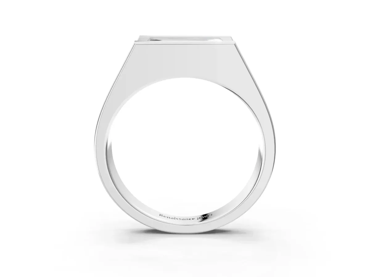 Baguette Diamond Geometric Solitaire Ring Silver