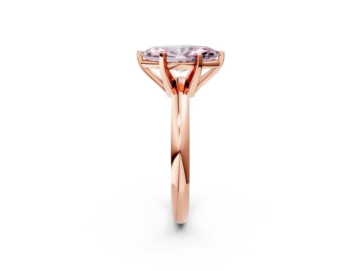 Fancy Pink Marquise Cut Diamond Solitaire Engagement Ring with Round Band and Four-Prong Setting Rose gold