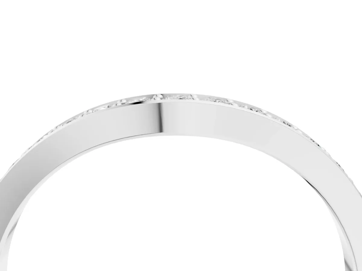 Diamond Pavé Round Cut Curved Band with Channel Setting White gold