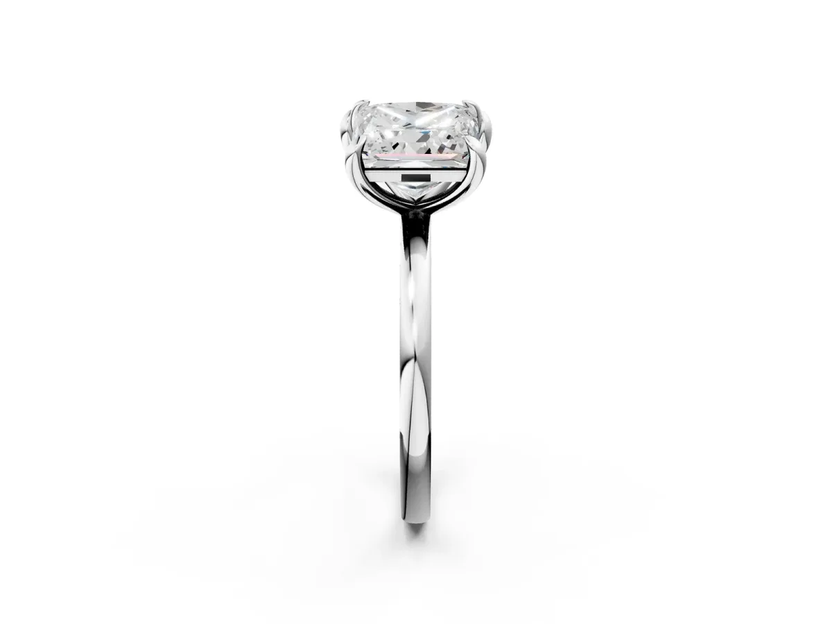 Emerald and Princess Toi Moi Ring with Prong Setting and Plain Band Platinum