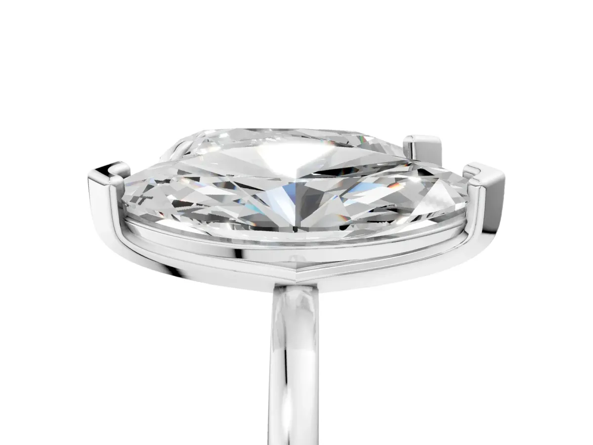 Pear and Radiant Toi Moi Ring with Prong Setting and Plain Band White gold