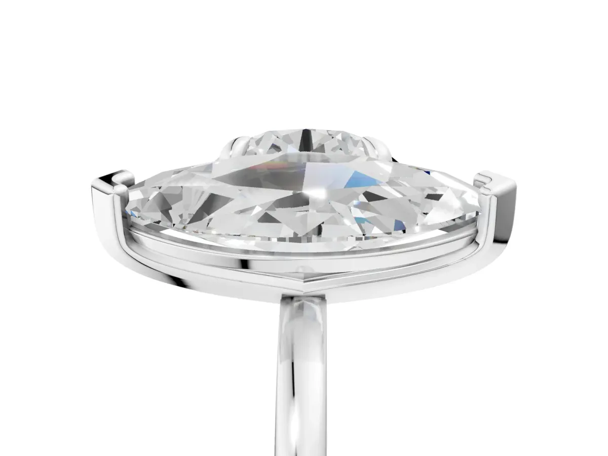 Round and Marquise Toi Moi Ring with Prong Setting and Plain Band Silver
