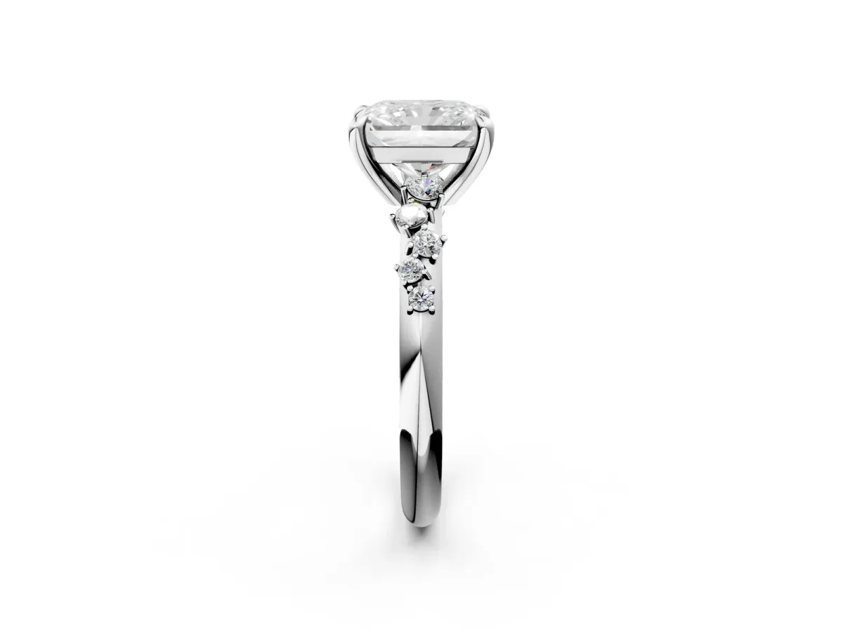 Radiant Cut Cut Diamond Vine Band with Four-Prong Setting Platinum