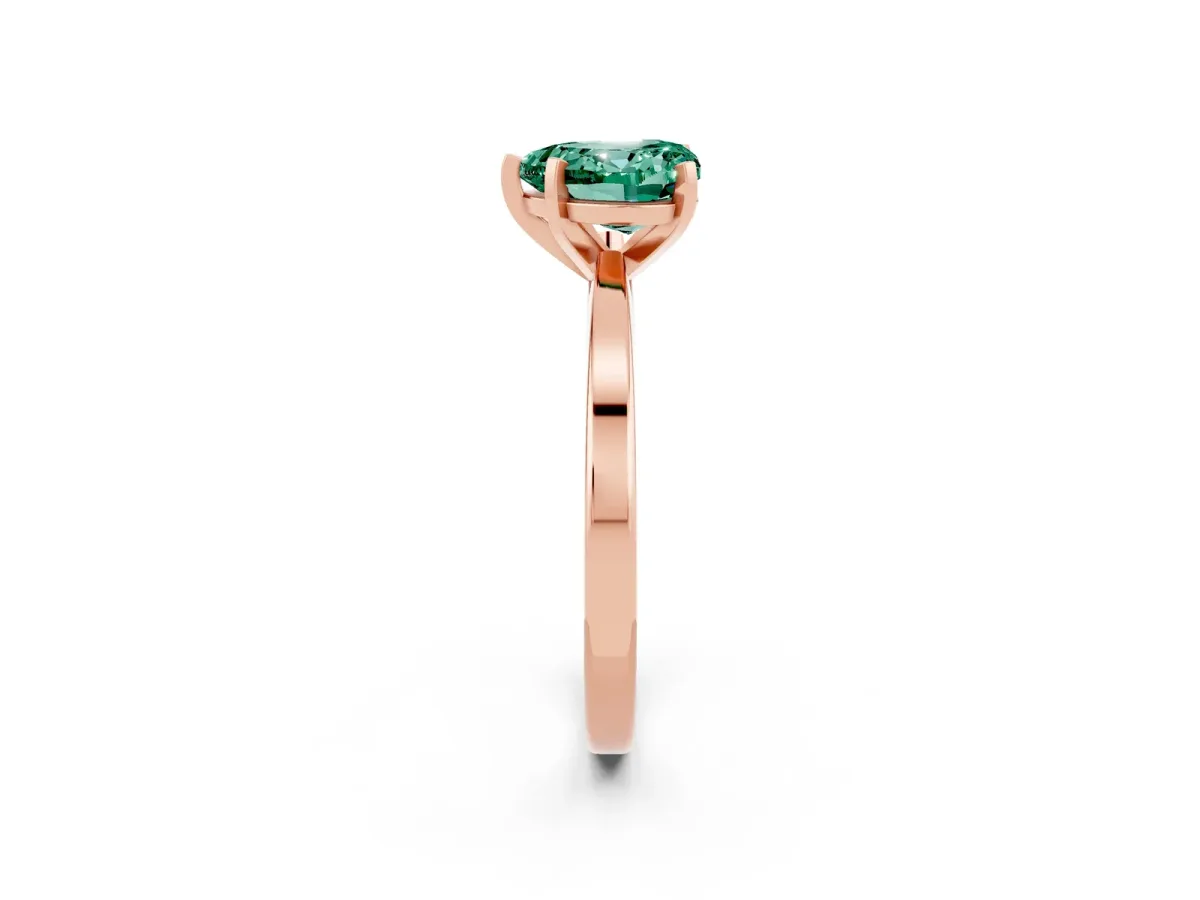 Heart Cut Green Sapphire Solitaire Engagement Ring with Classic Band and Four-Prong Setting Rose gold
