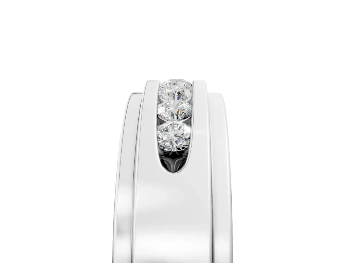 Round Diamond Seven-Stone Channel Set Mens Band White gold