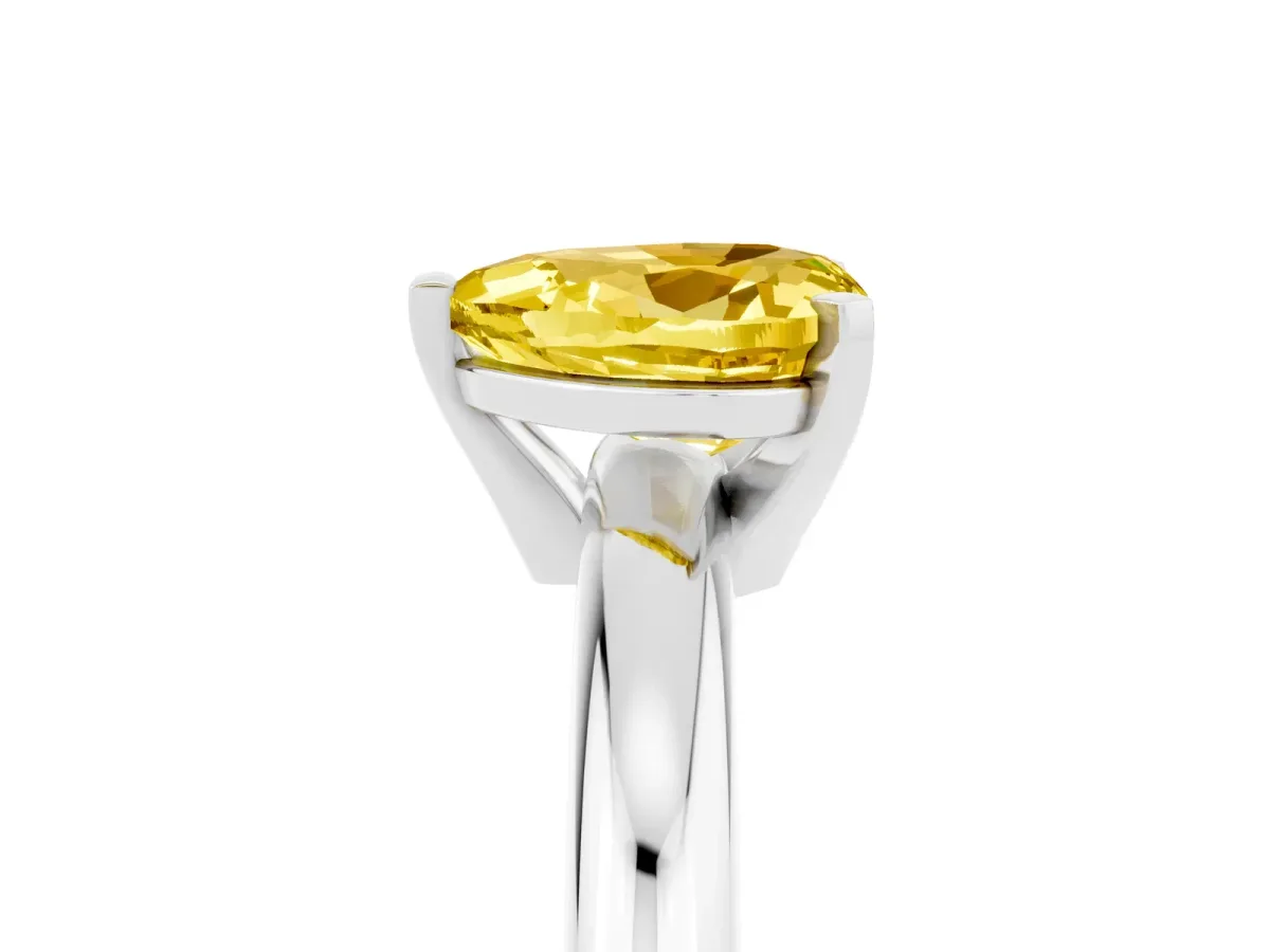 Heart Cut Yellow Sapphire Solitaire Engagement Ring with Round Band and Four-Prong Setting White gold
