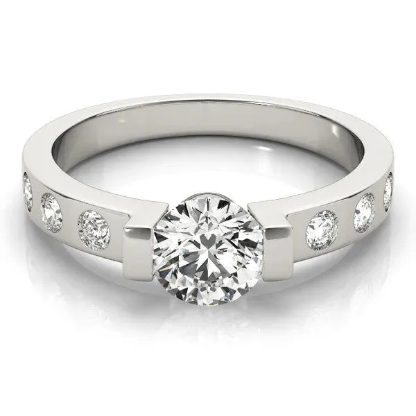 Asscher Cut Brilliant Channel-Set Diamond Ring with Bezel Prong Setting Platinum