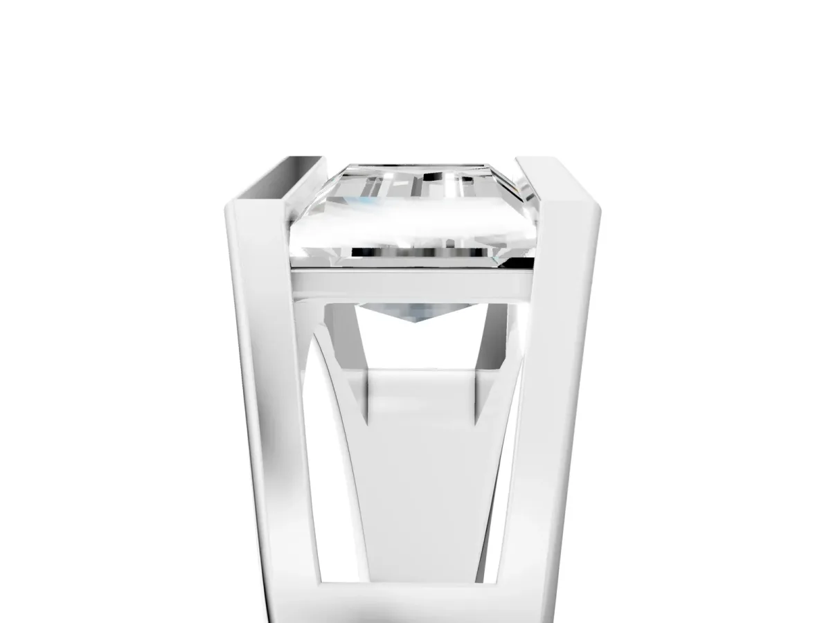 Baguette Diamond Geometric Solitaire Ring Silver