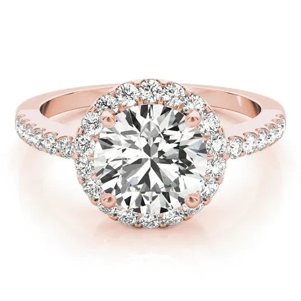 Marquise Cut Diamond Halo Ring with Pavé Band and Four-Prong Setting Rose gold