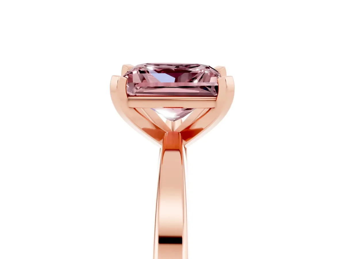 Princess Cut Morganite Solitaire Engagement Ring with Classic Band and Four-Prong Setting Rose gold