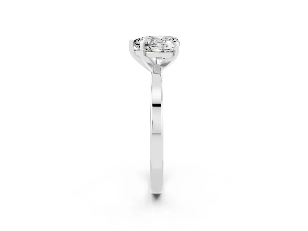 Heart Cut Moissanite Solitaire Engagement Ring with Classic Band and Four-Prong Setting White gold