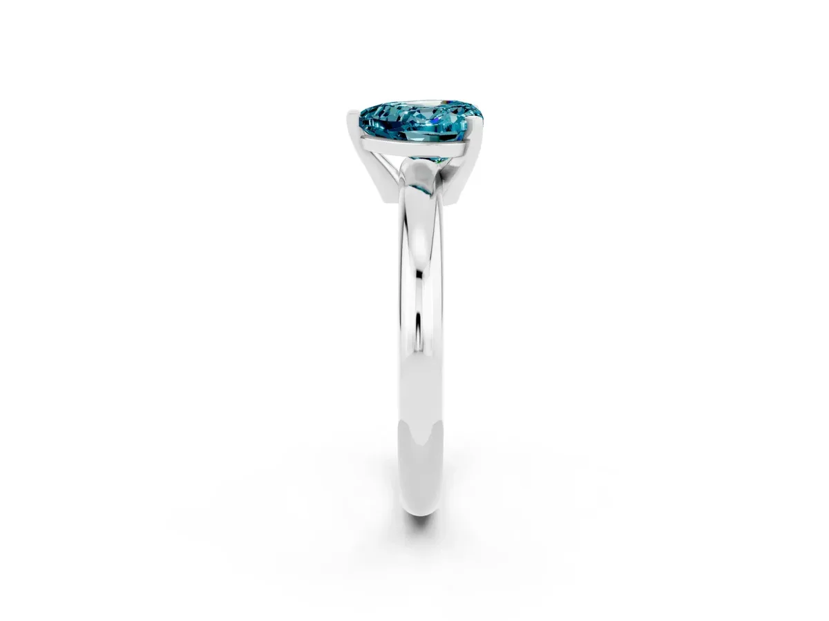 Heart Cut Blue Topaz Solitaire Engagement Ring with Round Band and Four-Prong Setting White gold