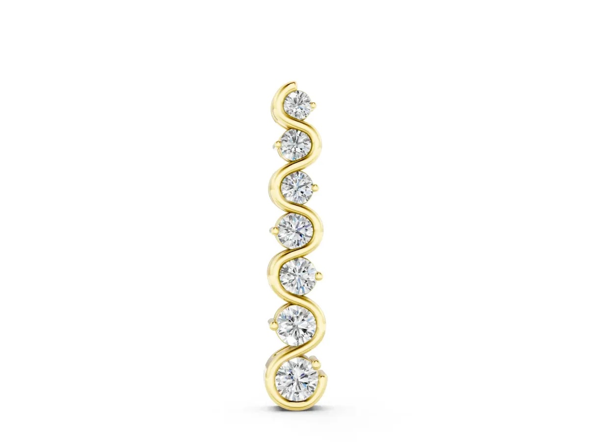 Round Diamond S-Curve Prong Set Pendant Yellow gold