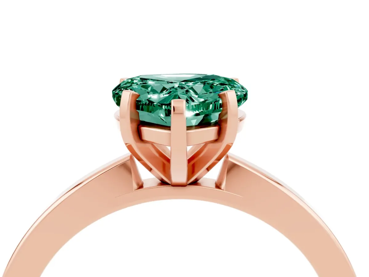 Heart Cut Green Sapphire Solitaire Engagement Ring with Classic Band and Four-Prong Setting Rose gold