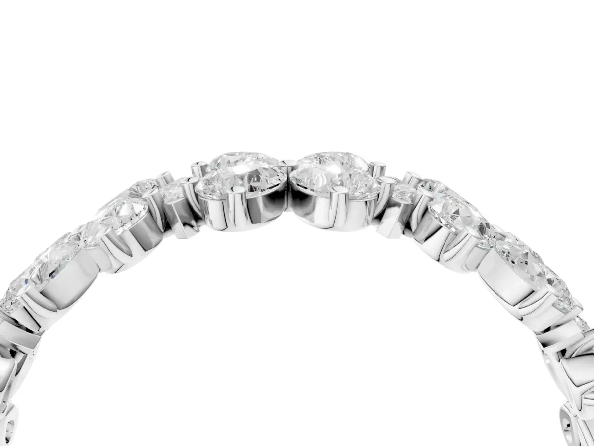 Pear and Marquise Diamond Floral Promise Ring Silver