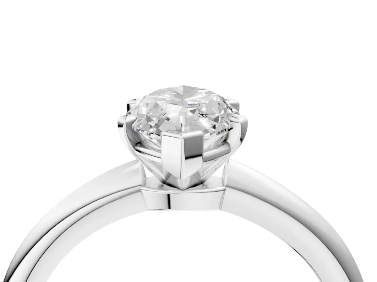 Marquise Cut Diamond Solitaire Ring with Six-Prong Setting and Classic Band Silver