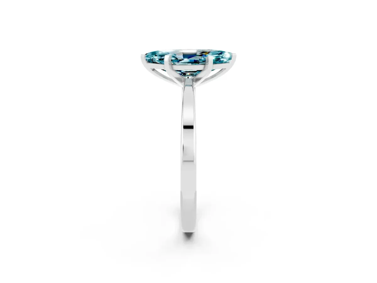 Marquise Cut Blue Topaz Solitaire Engagement Ring with Classic Band and Four-Prong Setting White gold