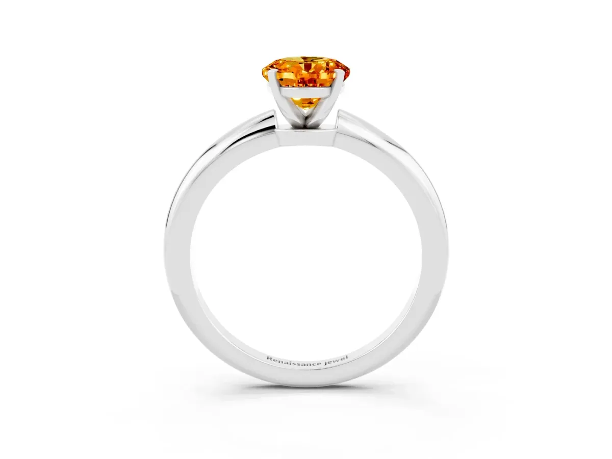 Oval Cut Citrine Solitaire Ring with Six-Prong Setting and Classic Band Silver