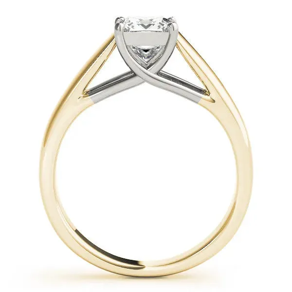 Princess Cut Cut Solitaire Engagement Ring with Cathedral Setting and Four-Prong Setting Yellow gold