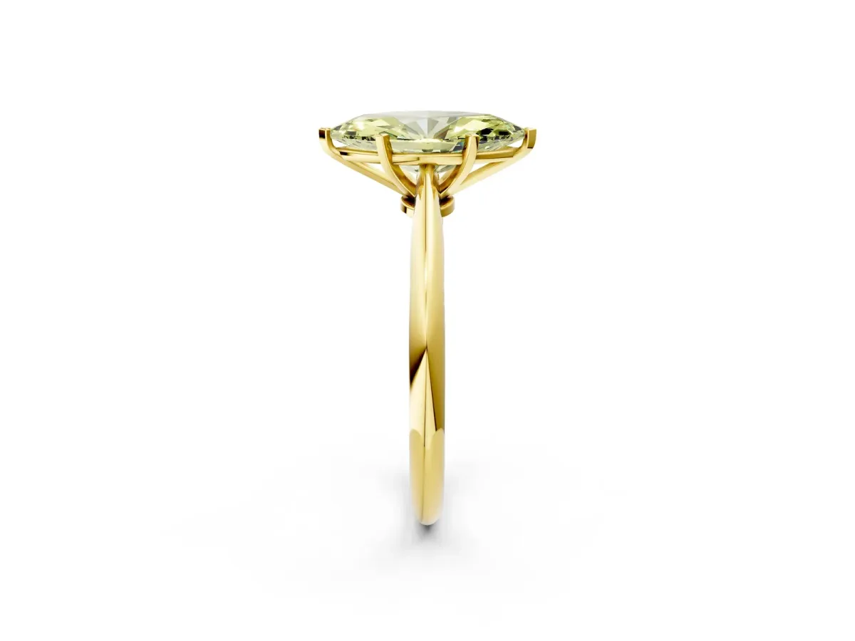 Fancy Yellow Marquise Cut Diamond Solitaire Engagement Ring with Classic Band and Four-Prong Setting Yellow gold