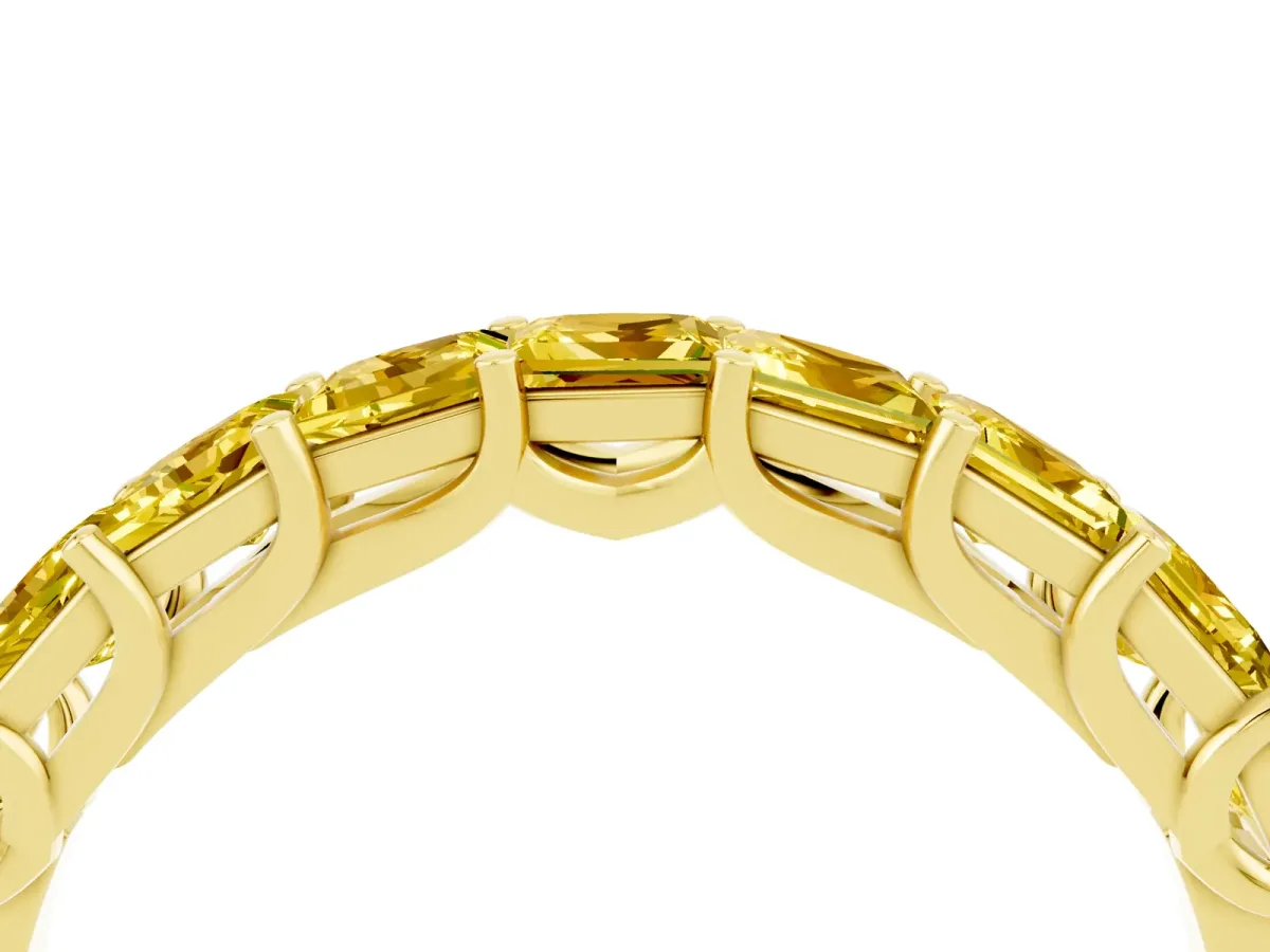 Princess Cut Yellow Sapphire Channel-Set Eternity Band with Prong Setting Yellow gold