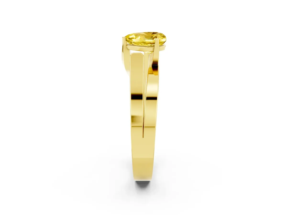 Modern Tension Set Heart Cut Yellow Sapphire Solitaire Wide Band Ring Yellow gold