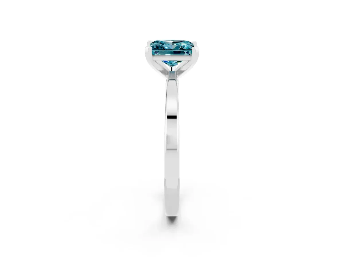 Princess Cut Blue Topaz Solitaire Engagement Ring with Classic Band and Four-Prong Setting White gold