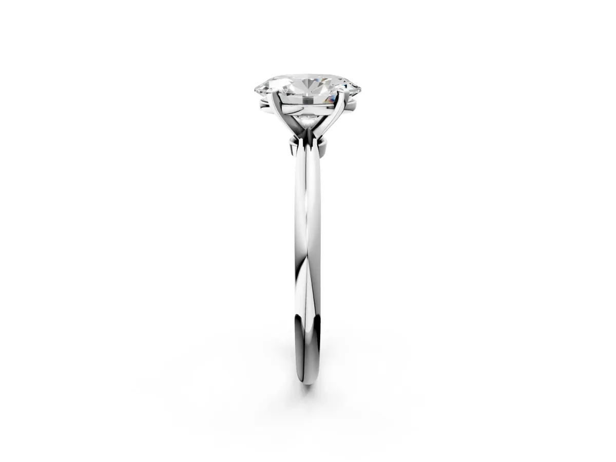 Oval Cut Diamond Solitaire Ring with Six-Prong Setting and Classic Band Silver