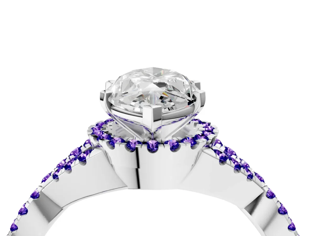 Marquise Cut Diamond Tanzanite Halo Twist Band Solitaire Prong Setting Ring White gold