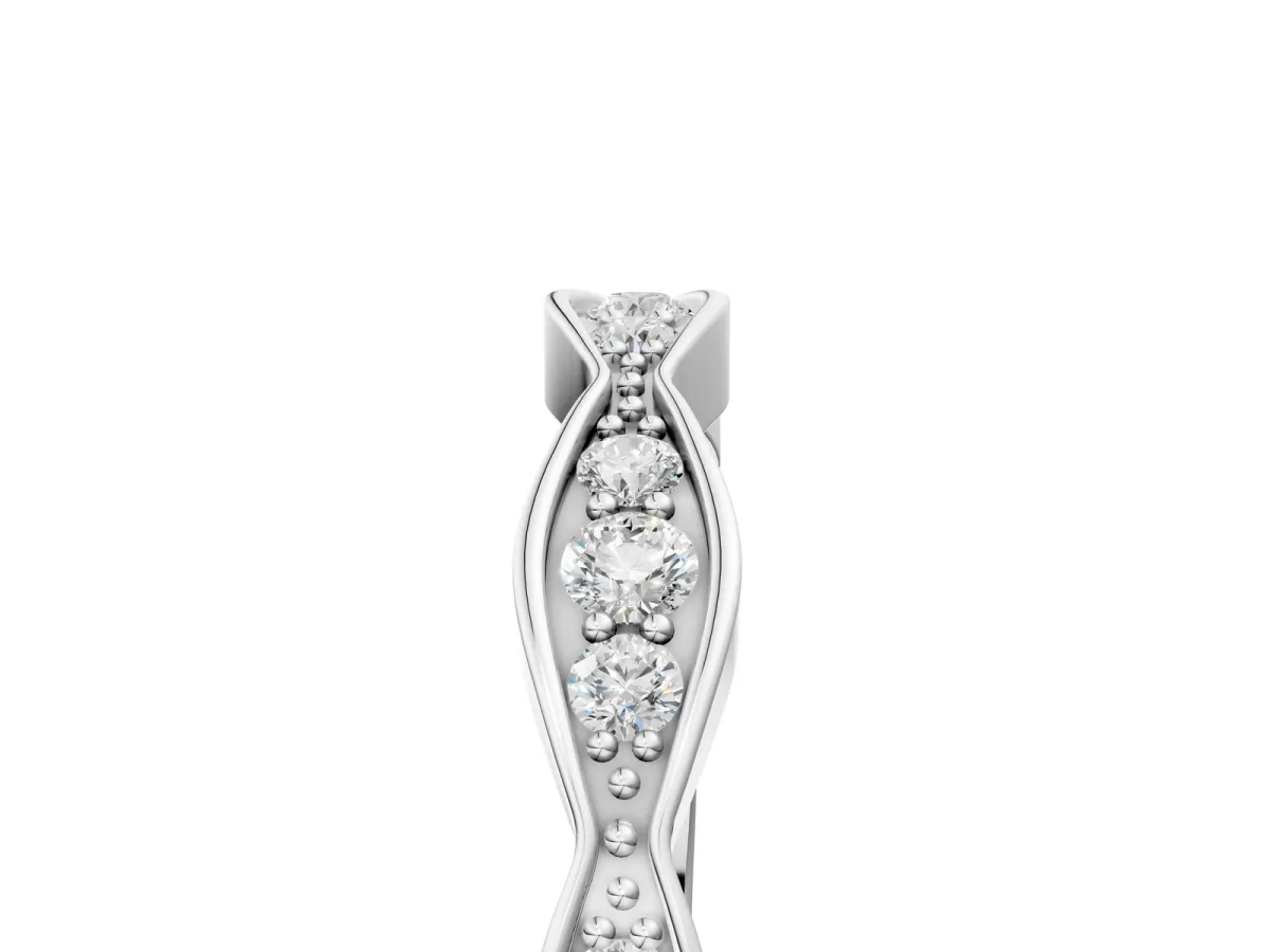 Round Diamond Scalloped Pavé Eternity Band White gold